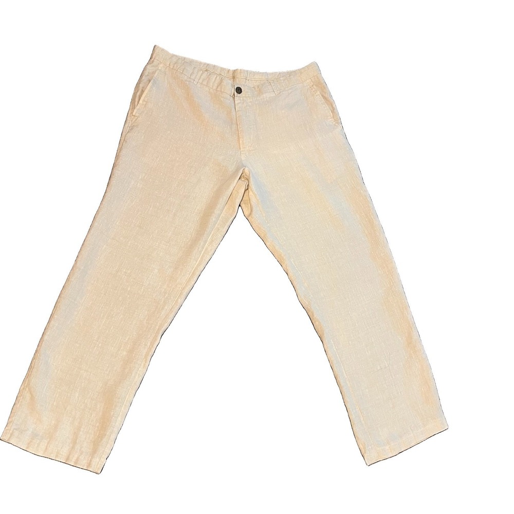 Tasso Elba Island Men's 100% Linen Pants 38x32 Mid Rise Coastal